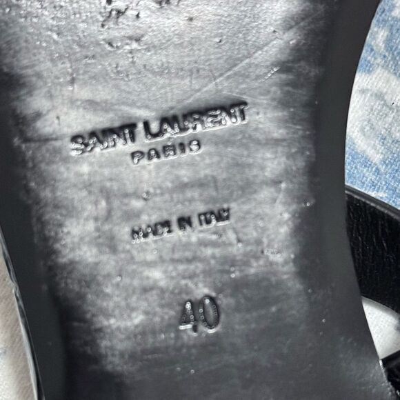 CASSANDRA SANDALS IN CROCODILE-EMBOSSED LEATHER BLACK SIZE 40 - Picture 5 of 6